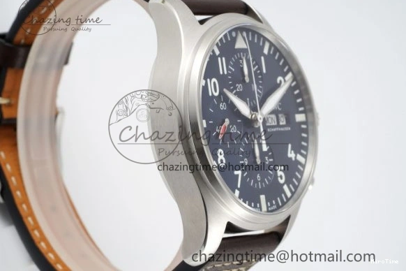 MIROTIME 0323 Pilot Chrono SS AZF 1:1 Best Edition Blue Dial on Brown Leather Strap A TimelessDesign 7060